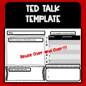 TED TALK TEMPLATE by Simply English and ESL TPT