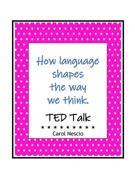 Preview of TED Talk ~ How Language Shapes The Way We Think ~ FREE ~