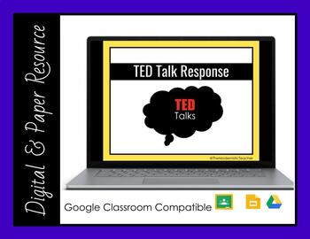 Preview of TED Talk Response: Digital (Google Classroom) & Paper Version