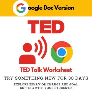 Preview of TED Talk: Try Something New for 30 Days (Habits, Goal Setting) - GOOGLE DOC