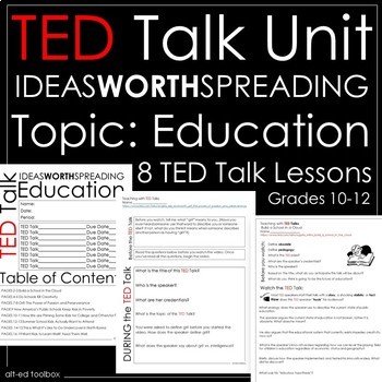 Preview of TED Talk Unit - 8 Talks About Education