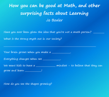 Preview of TED Talk Video Worksheet: The Myth behind the "Math Brain"