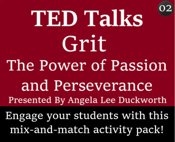 Preview of TED Talk Worksheet and Activity Pack - 02 - Angela Lee Duckworth - Grit