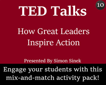 TED Talk Worksheet and Activity Pack 10 How Great Leaders Inspire