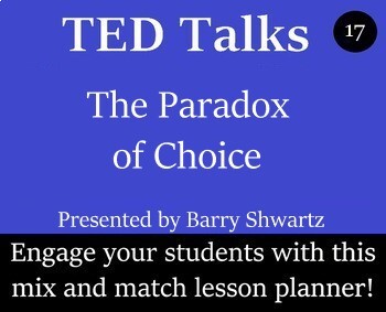 Preview of TED Talk Worksheet and Activity Pack - 17 - The Paradox of Choice