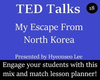 Preview of TED Talk Worksheet and Activity Pack - 18 - My Escape From North Korea