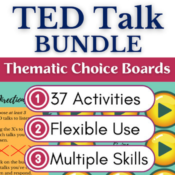 Preview of TED Talk Worksheets & Active Listening Digital Choice Board Activities BUNDLE