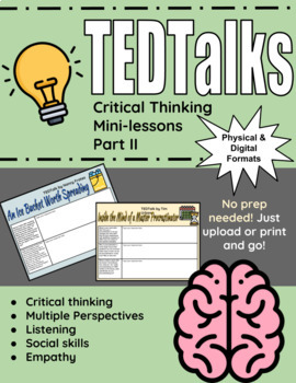 Preview of TED Talks: Critical Thinking Minilessons Part II