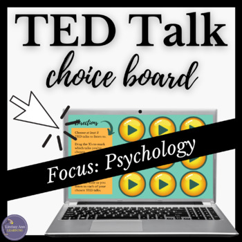 Preview of TED Talks on Psychology Digital Listening & Writing Choice Board Activity