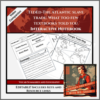Preview of TEDED: The Atlantic Slave Trade- Editable Interactive Notebook