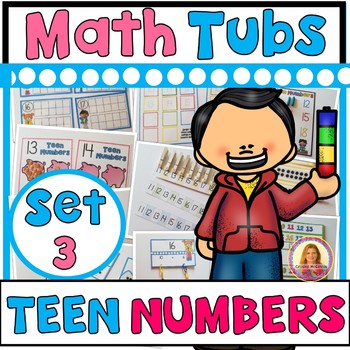 Preview of TEEN NUMBERS Year of Morning Math Tubs or Centers Set 3!