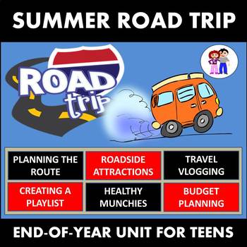 Preview of TEEN ROAD TRIP - ENGLISH UNIT - INCLUDES BONUS BOARD GAME AND VLOG ACTIVITY!!