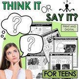 TEENS Social filter worksheets activities task cards socia