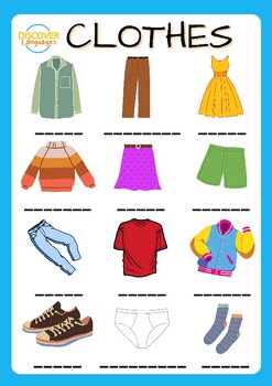 TEFL ESL Clothes Worksheet & English Clothing Vocabulary Poster | TPT