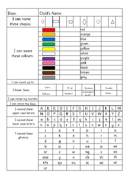 Preview of TEFL Kindergarten Assessment Sheet