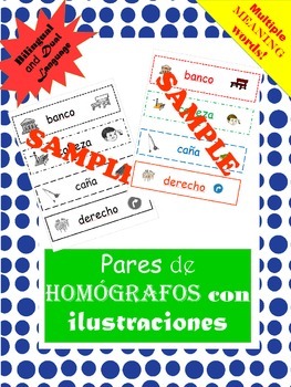 Preview of TEK 3.4B and 4.2 B: Pares de Homografos / Homographs in Spanish
