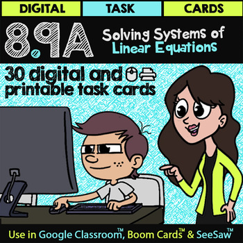 Preview of TEK 8.9A Solving Systems of Linear Equations for Google Classroom™ & Boom Cards™