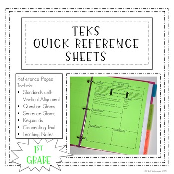 1st Grade Teks Quick Reference Sheets By Elle Montemayor Tpt