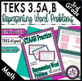 3rd Grade Math STAAR Prep Word Problem Task Card Game / TE