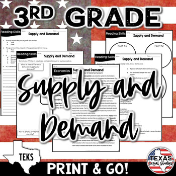 Preview of TEKS 3.6A Economics: Supply and Demand | Texas 3rd Grade Social Studies