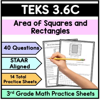 Preview of TEKS 3.6C Area of Squares and Rectangles - Practice Sheets