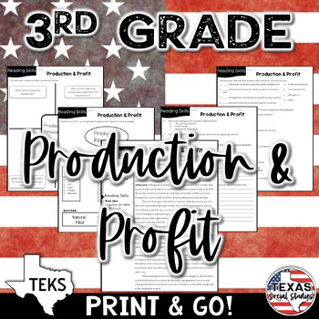 Preview of TEKS 3.6C Economics: Production & Profits | Texas 3rd Grade Social Studies
