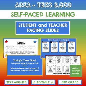 Preview of TEKS 3.6CD Area - Self-Pacing Slides | 3rd Grade Measurement