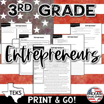 Preview of TEKS 3.6D Economics: Entrepreneurs - Henry Ford | Texas 3rd Grade Social Studies