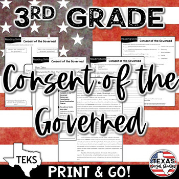 Preview of TEKS 3.8B Civics & Government: Consent of the Governed | Texas 3rd Grade SS