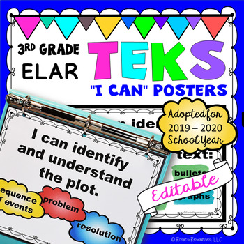Preview of TEKS Posters 3rd Grade Reading and Writing I Can Statements