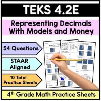 Preview of TEKS 4.2E Represent Decimals with Models- Practice Sheets