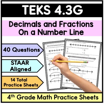 Preview of TEKS 4.3G Decimals and Fractions on a Number Line - Practice Sheets