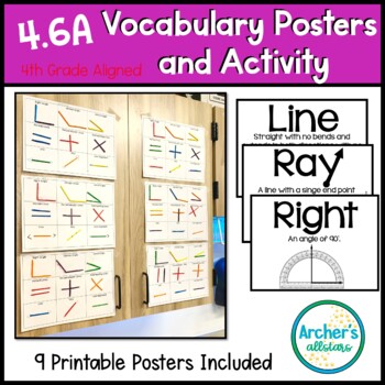 Preview of TEKS 4.6A Line Angles Vocabulary Posters and Hands-On Activity