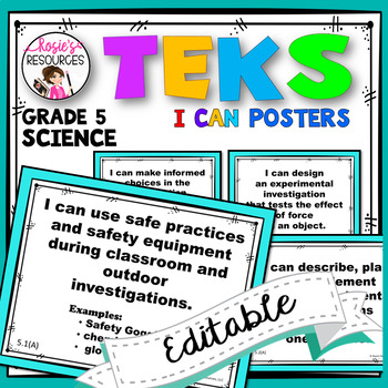 Preview of Science TEKS Posters 5th Grade TEKS I Can Statements