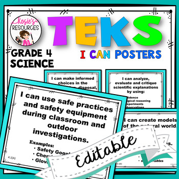 Preview of Science TEKS Posters 4th Grade TEKS I Can Statements