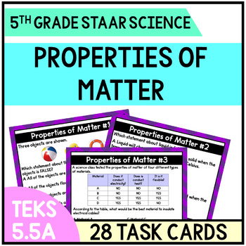 Preview of TEKS 5.5A Properties of Matter - Task Cards