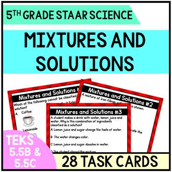 Preview of TEKS 5.5C and 5.5D - Mixtures and Solutions - Task Cards