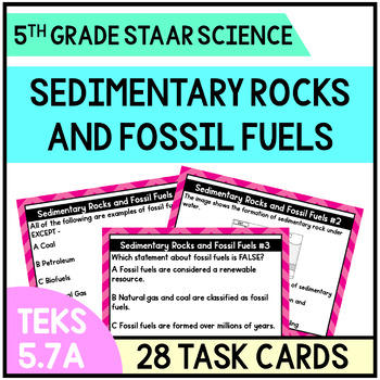 Preview of TEKS 5.7A Sedimentary Rocks and Fossil Fuels - Task Cards