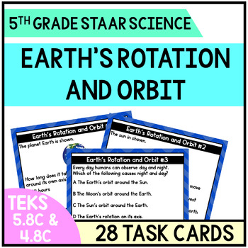 Preview of TEKS 5.8C and 4.8C Earth's Orbit and Rotation - Task Cards