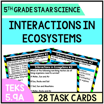 Preview of TEKS 5.9A Interactions in Ecosystems - Task Cards