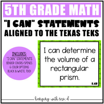 Preview of TEKS - 5th Grade Math - I Can Statements