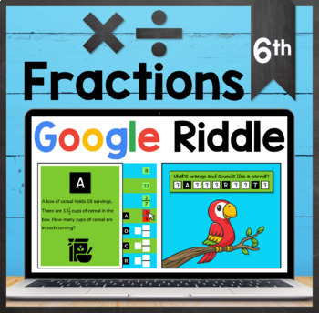 Preview of TEKS 6.3E ✩ FREE ✩ MIXED NUMBER Word Problems ✩ Google Sheets Riddle Activity