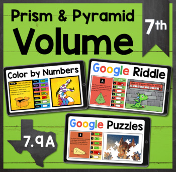 Preview of TEKS 7.9A ✩ Volume of Prisms & Pyramids ✩ Google Sheets Activity BUNDLE