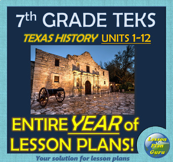 Preview of 7th Grade Texas History YEAR-LONG CURRICULUM Bundle: TEKS-aligned & Google Apps!