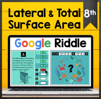 Preview of TEKS 8.7B ✩ FREE ✩ Lateral & Total Surface Area ✩ Google Sheets Riddle Activity