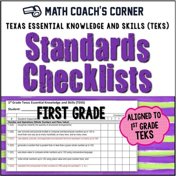 Preview of Math TEKS Checklists, 1st Grade