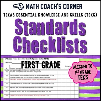 Math TEKS Checklists, 1st Grade by Math Coach's Corner  TpT