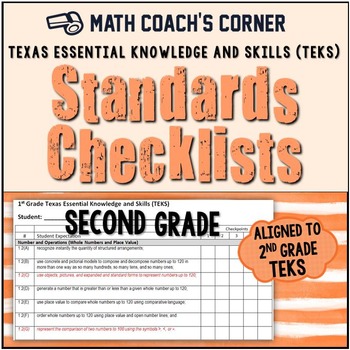 Preview of Math TEKS Checklists, 2nd Grade