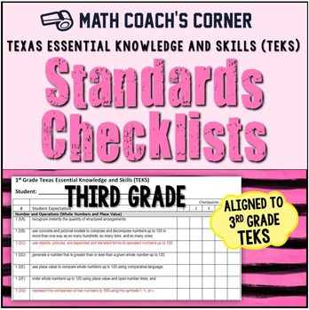Preview of Math TEKS Checklists, 3rd Grade