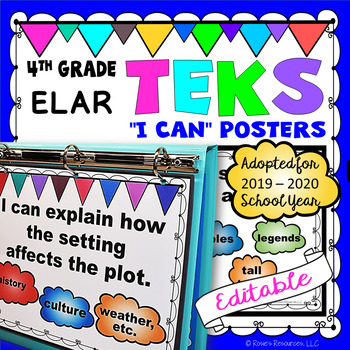 Preview of TEKS Posters 4th Grade Reading and Writing TEKS I Can Statements